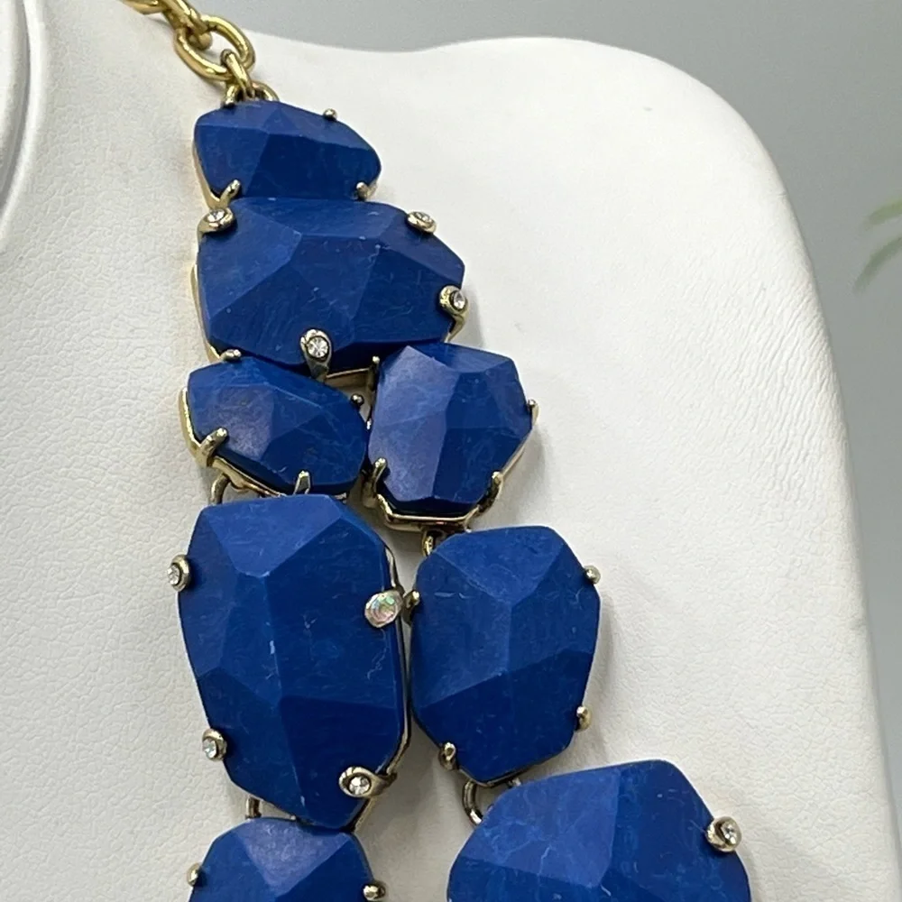 Kate Spade Blue Lapis Lazuli‎ Quarry Gems Double Statement Gold Plated Necklace